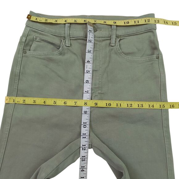 Mother Jeans Womens 27 Oil Green High Waisted Smoking Double Ankle Premium Denim - Picture 11 of 14